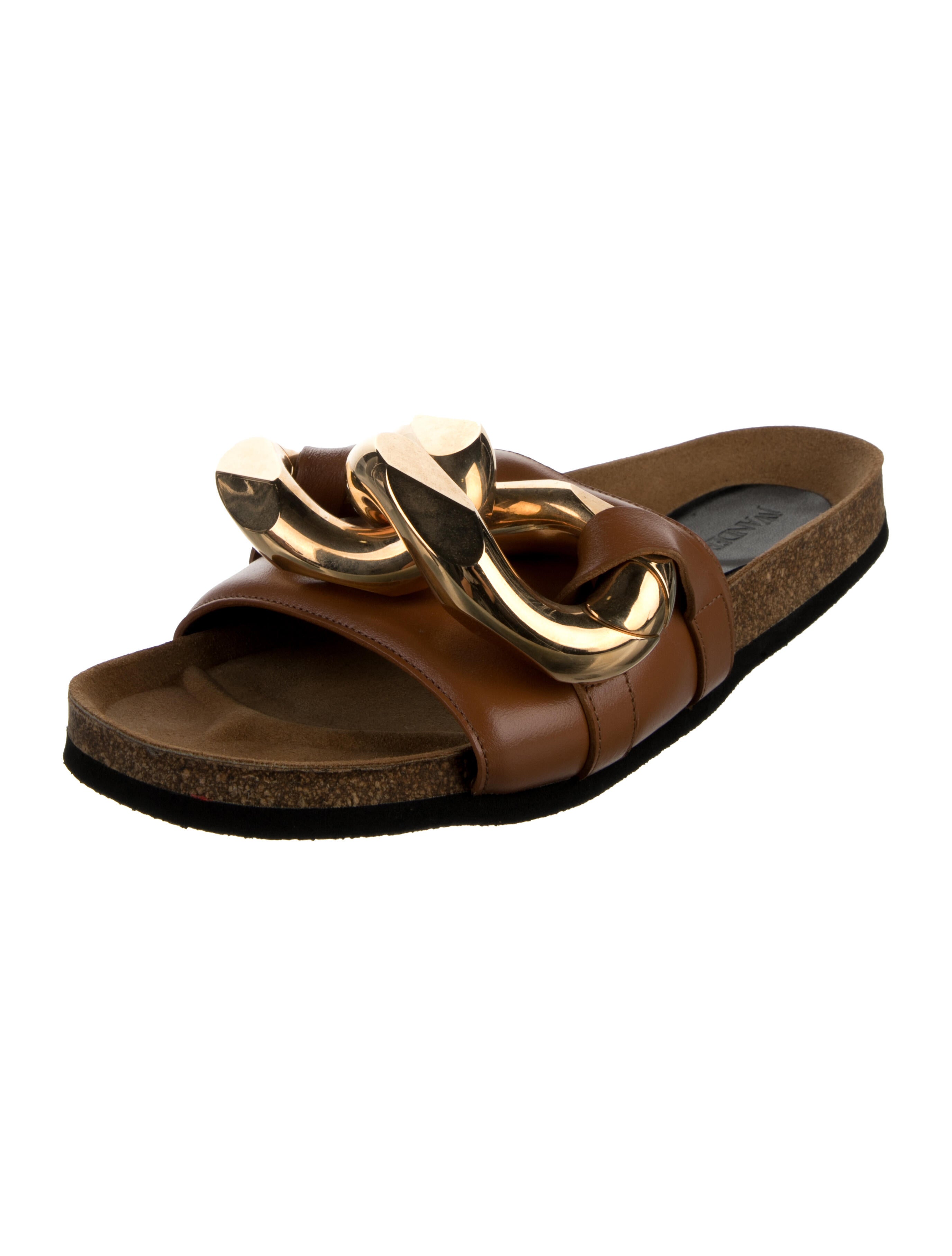 J.W. Anderson Leather Chain-Link Accents Slides