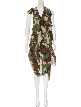 Junya Watanabe Comme des Garçons Camo Print Plissé Dress