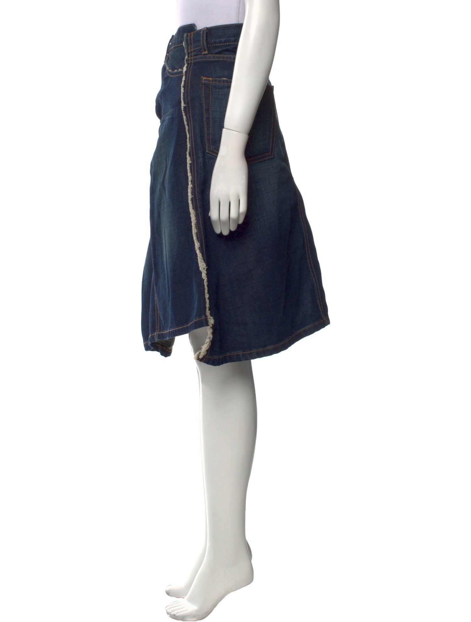 Junya Watanabe Comme des Garçons Raw-Edge Trim Knee-Length Skirt