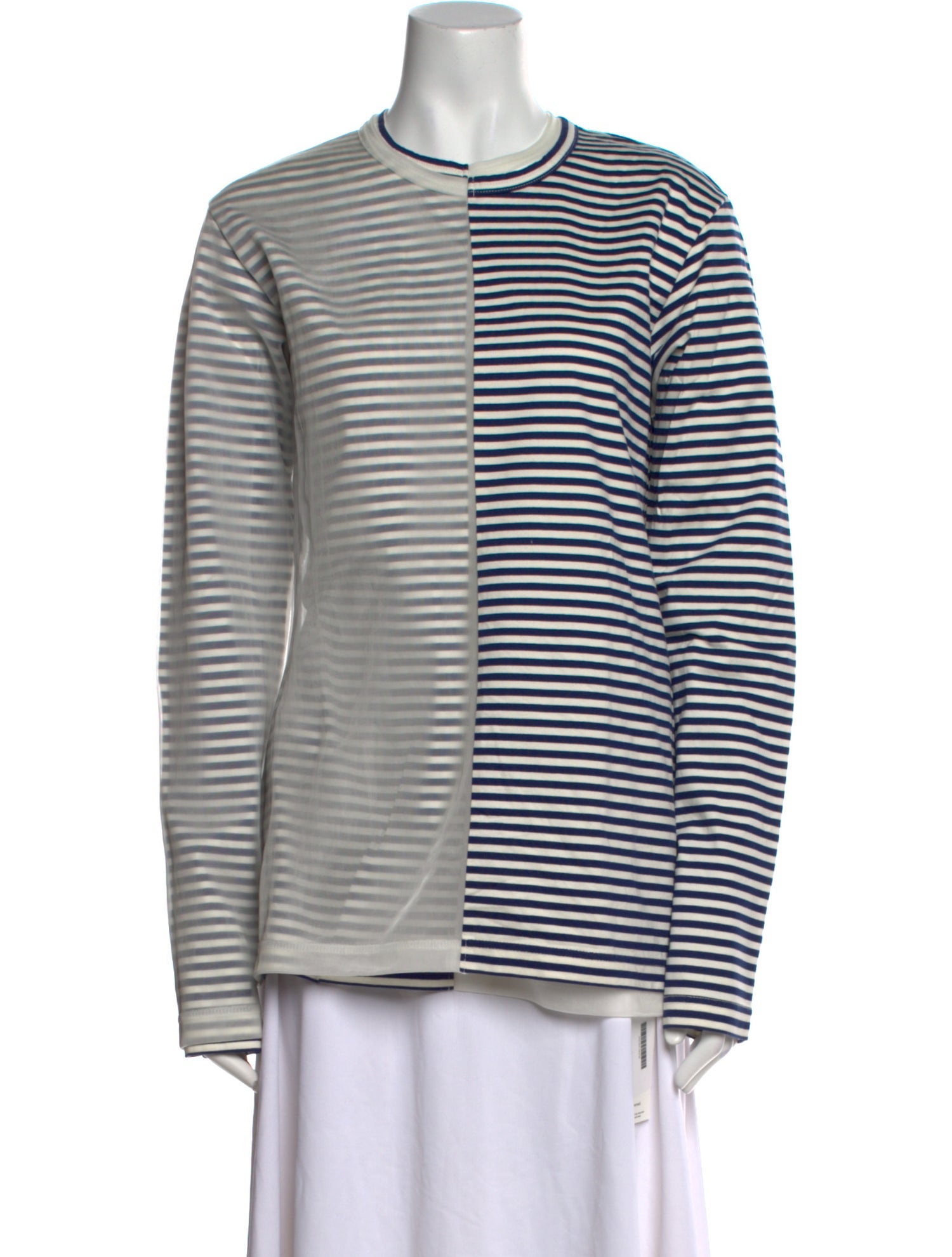 Junya Watanabe Comme des Garçons Striped Crew Neck Button-Up Top