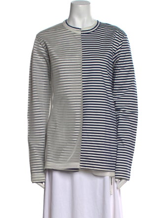 Junya Watanabe Comme des Garçons Striped Crew Neck Button-Up Top