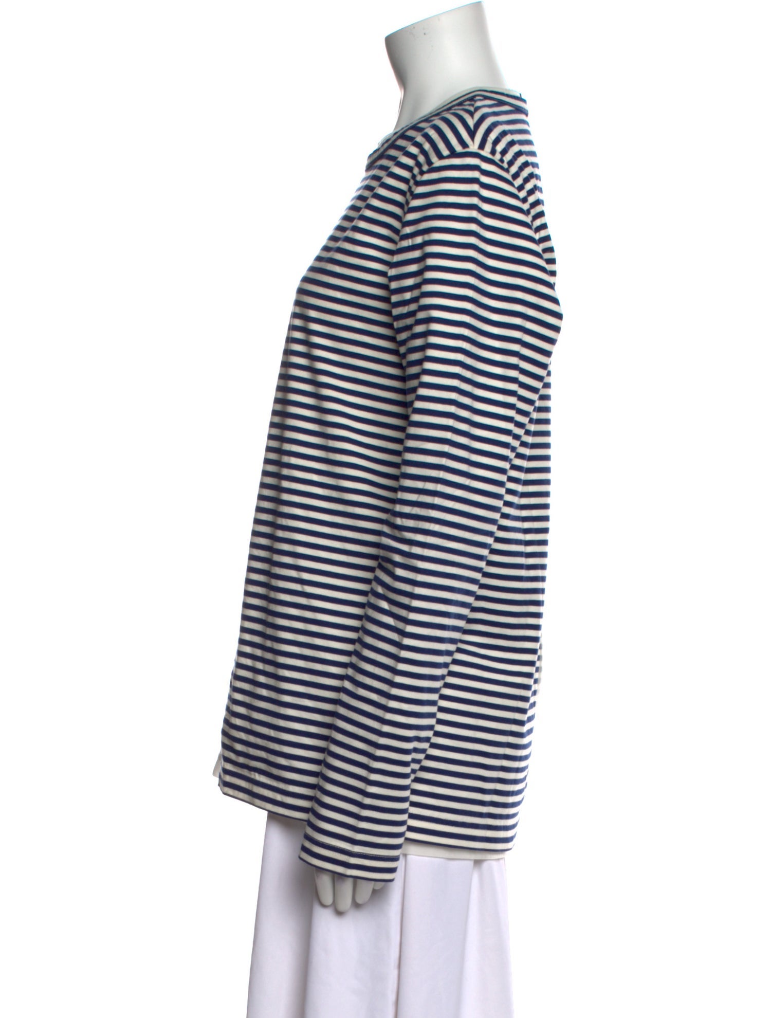 Junya Watanabe Comme des Garçons Striped Crew Neck Button-Up Top