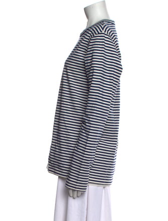 Junya Watanabe Comme des Garçons Striped Crew Neck Button-Up Top