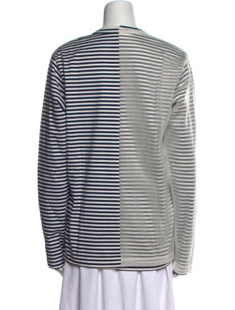Junya Watanabe Comme des Garçons Striped Crew Neck Button-Up Top