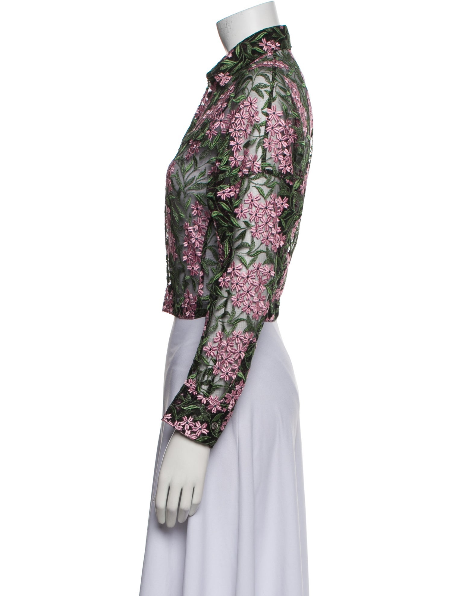 Junya Watanabe Comme des Garçons Floral Print Long Sleeve Crop Top
