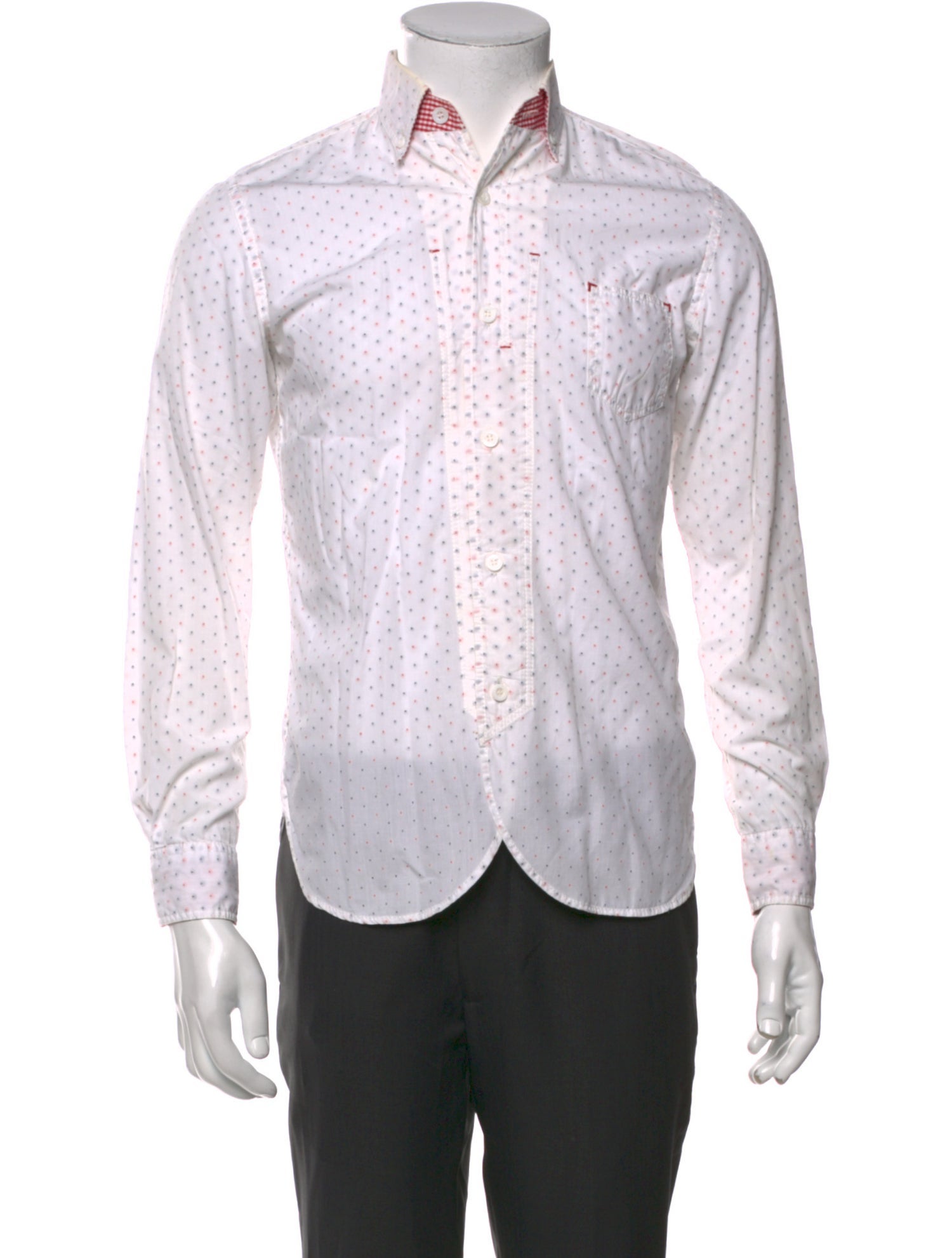 Junya Watanabe Comme des Garçons Polka Dot Print Long Sleeve Dress Shirt