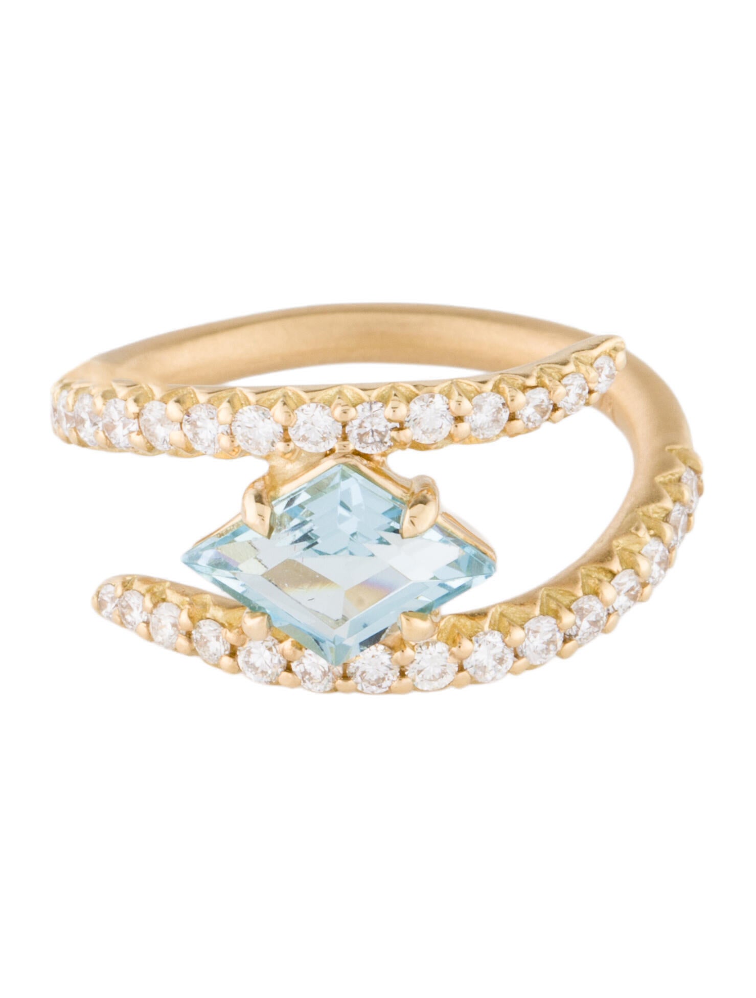 Jamie Wolf 18K Aquamarine & Diamond Script Ring