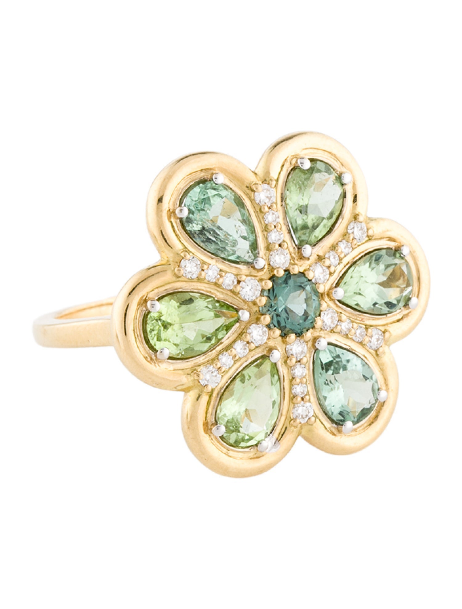 Jamie Wolf 18K Diamond & Tourmaline Flower Cocktail Ring
