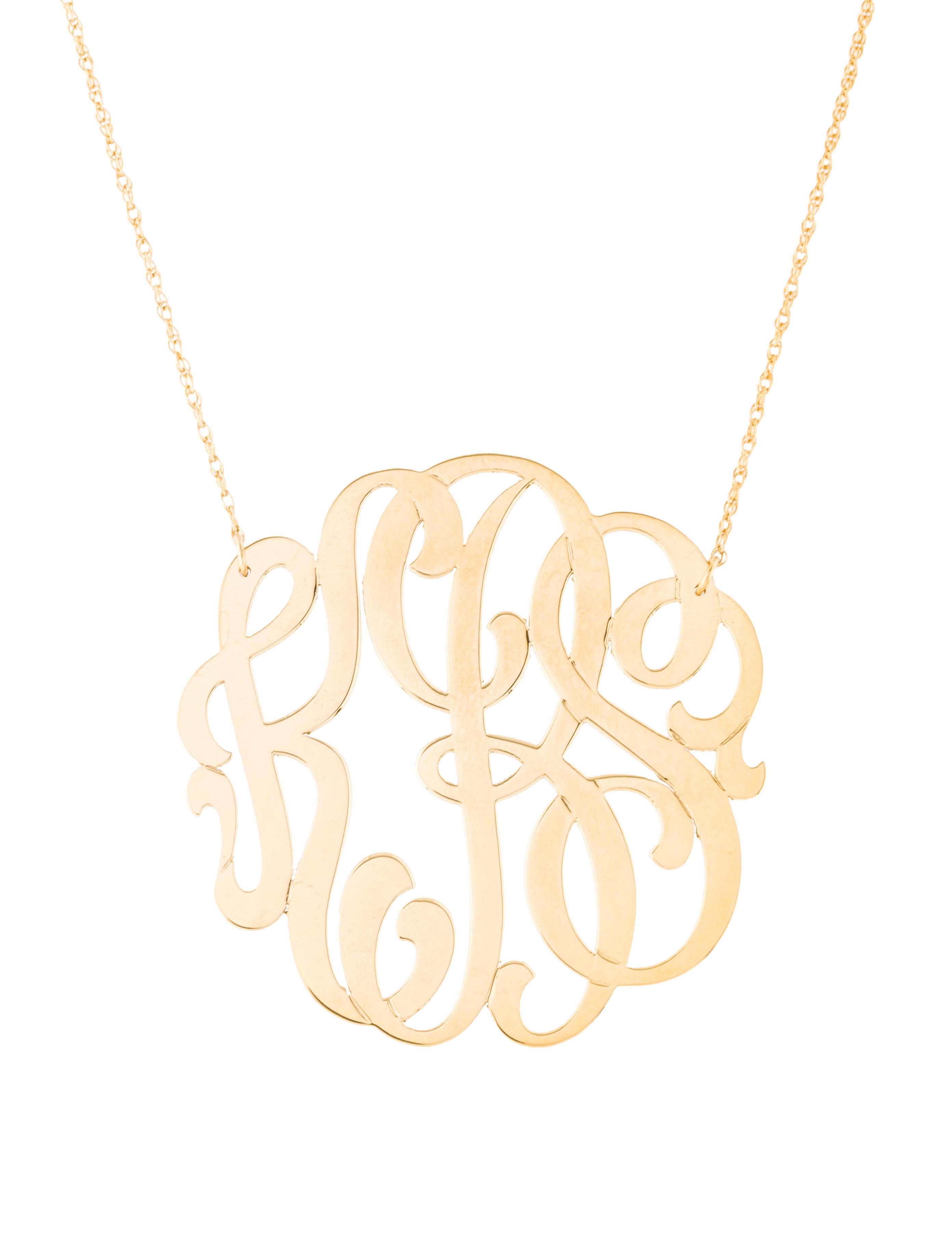Jennifer Zeuner Blake Swirly Three Initial Monogram Necklace Consign