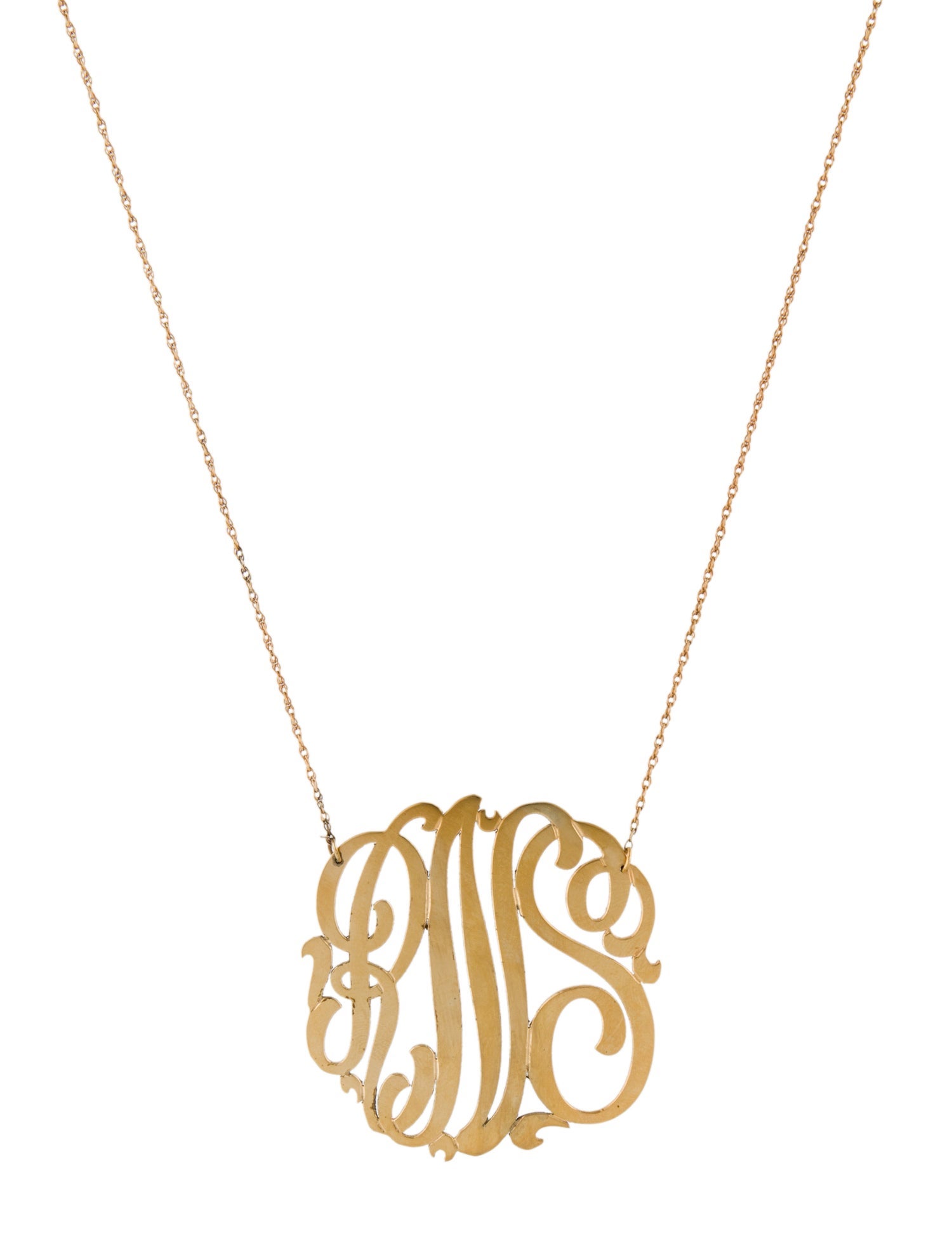 Jennifer Zeuner Blake Swirly Three Initial Monogram Necklace