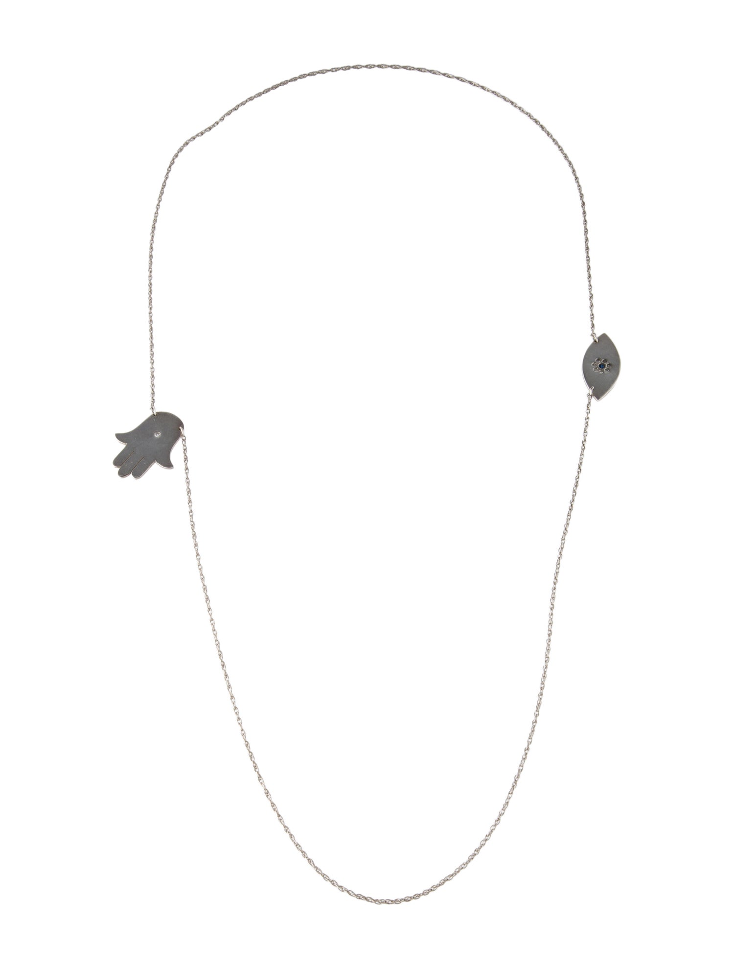 Jennifer Zeuner Diamond & Sapphire Evil Eye & Hamsa Rachel Necklace