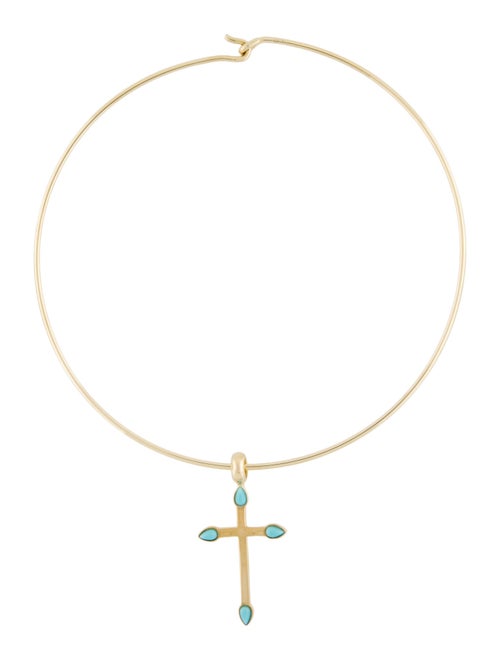 Jennifer Zeuner Blue Stone Choker Pendant Necklace