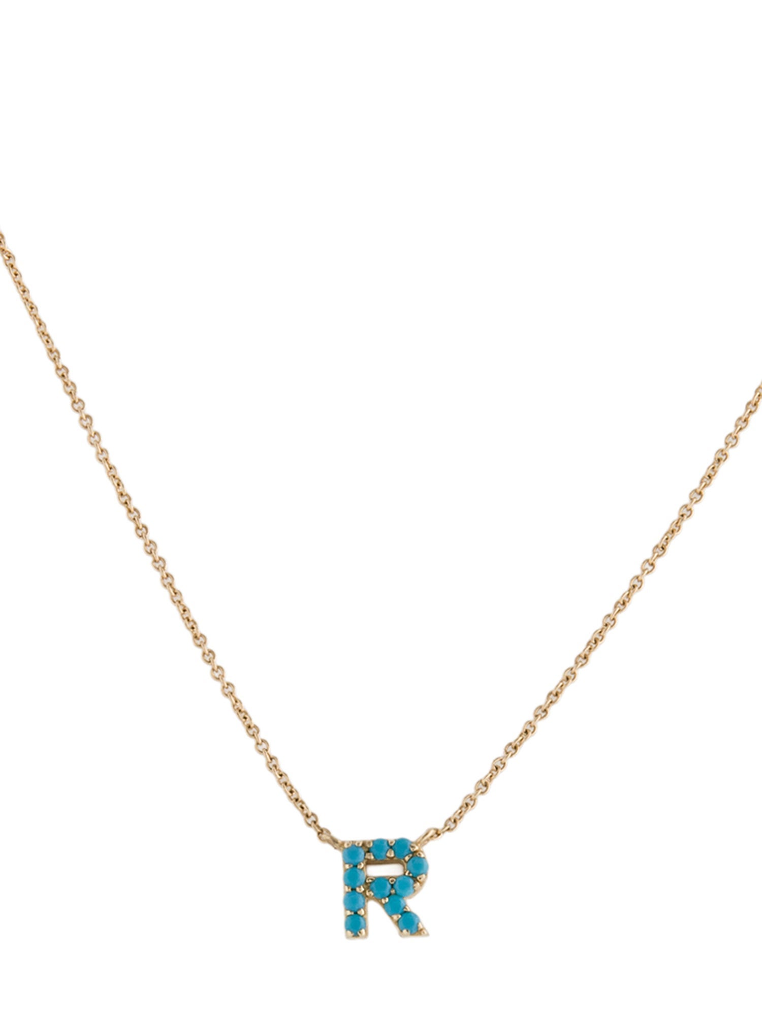 Jennifer Zeuner 14K Crystal Initial 'R' Pendant Necklace