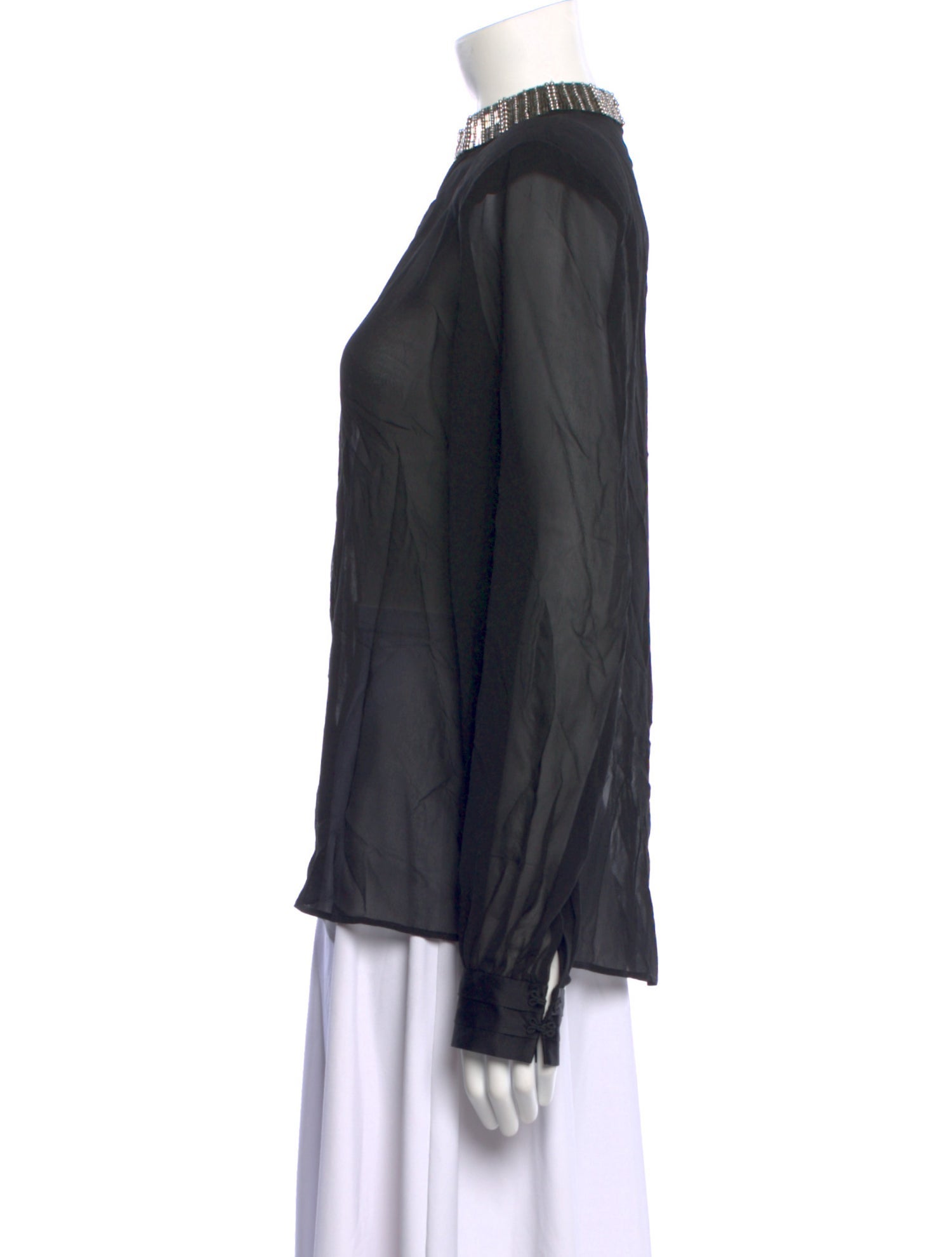 Judy Zhang Silk Mock Neck Blouse