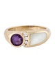 Kabana 14K Mother of Pearl, Amethyst & Diamond Band Ring