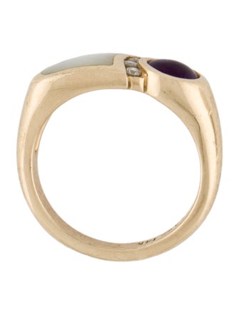 Kabana 14K Mother of Pearl, Amethyst & Diamond Band Ring