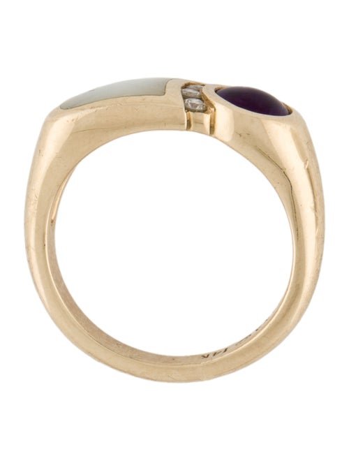 Kabana 14K Mother of Pearl, Amethyst & Diamond Band Ring