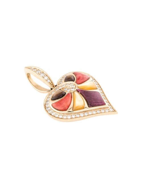 Kabana 14K Mother of Pearl, Shell & Diamond Heart Pendant