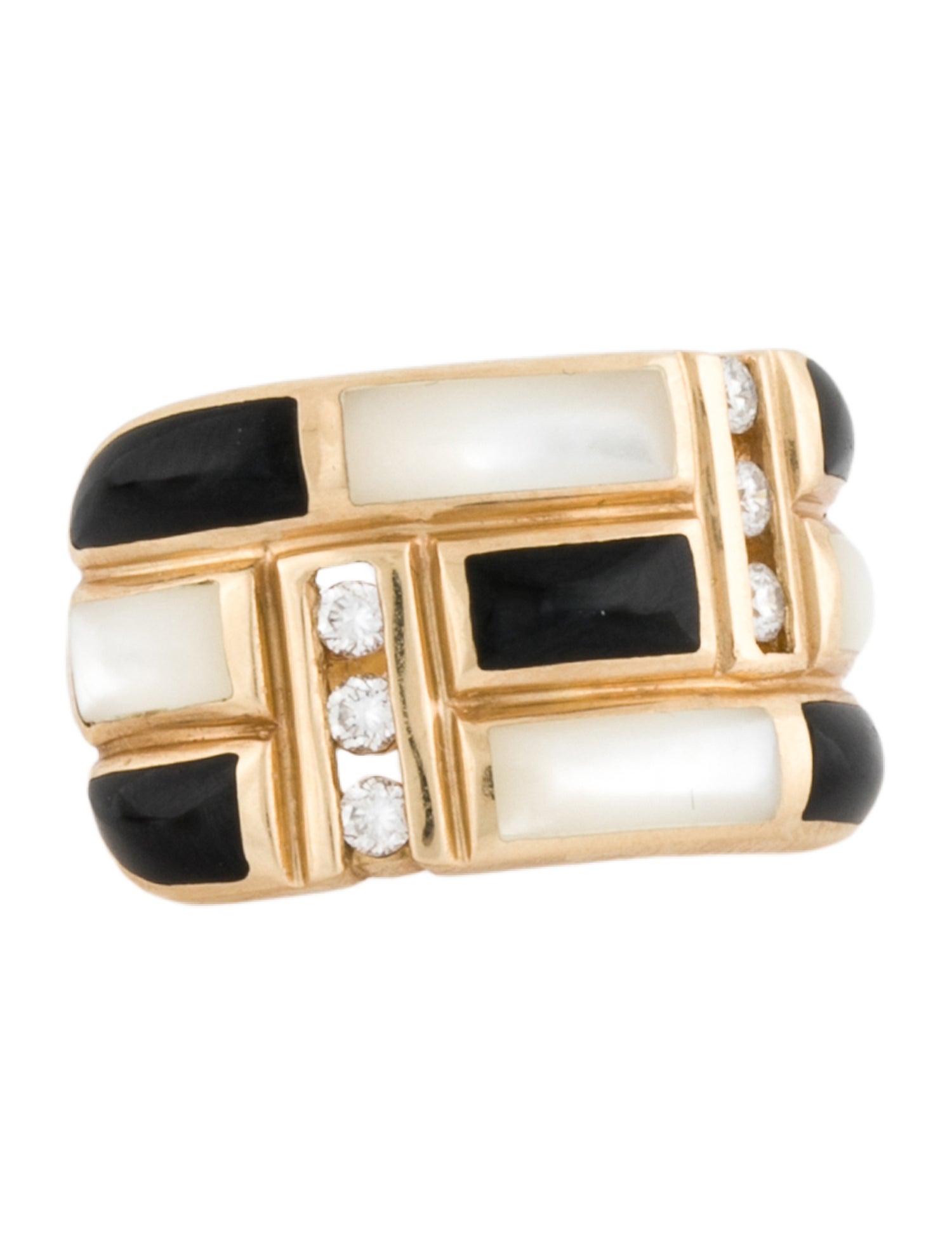 Kabana 14K Mother of Pearl, Onyx & Diamond Cocktail Ring