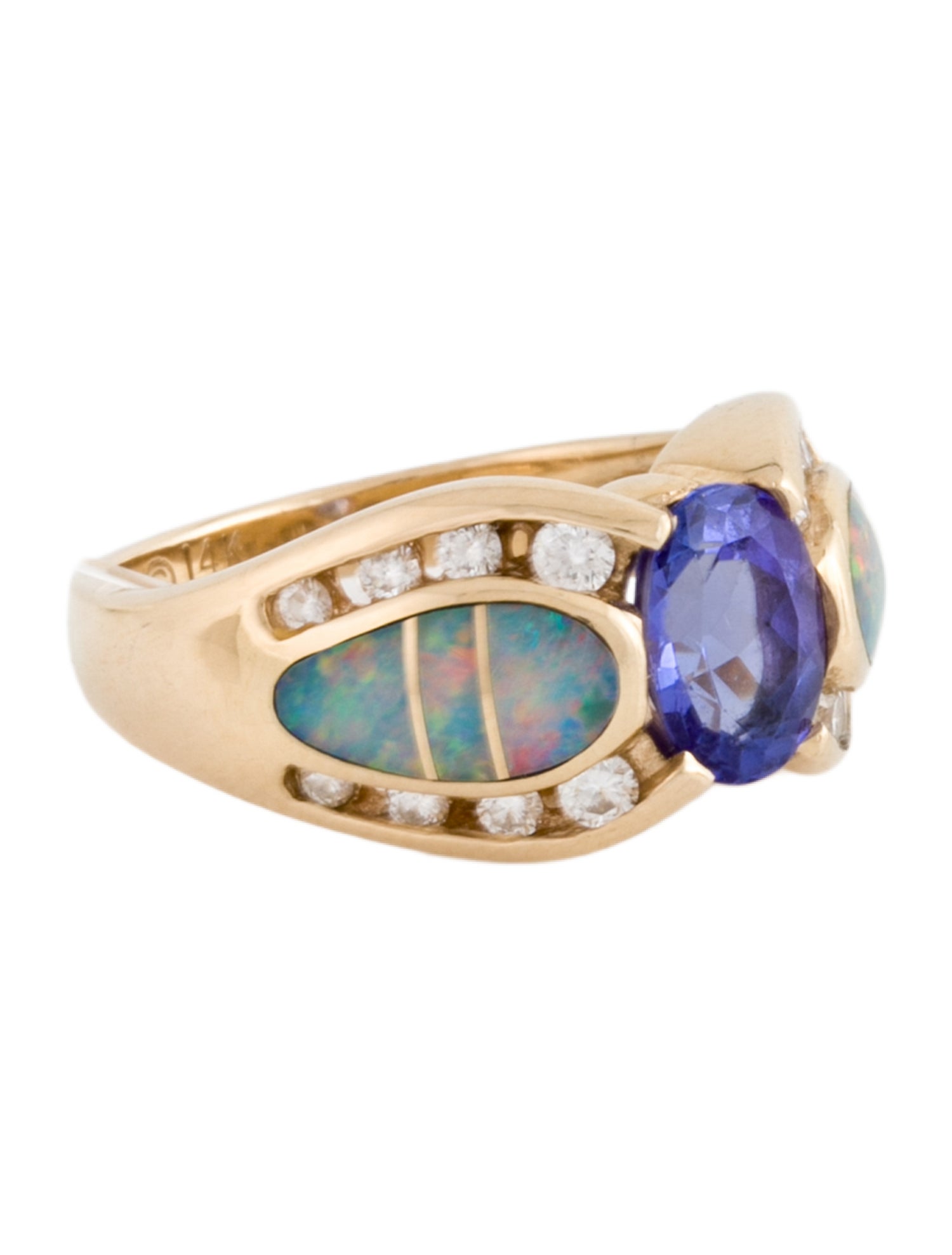 Kabana 14K Tanzanite, Opal, & Diamond Cocktail Ring