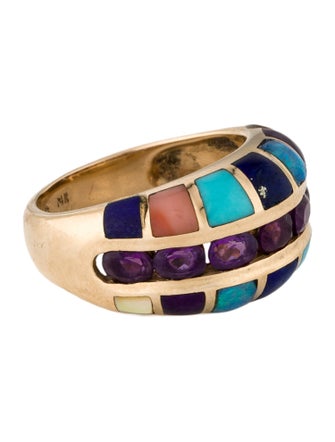 Kabana 14K Mother of Pearl, Coral & Multistone Ring