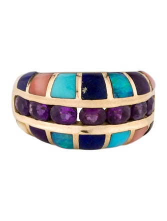 Kabana 14K Mother of Pearl, Coral & Multistone Ring