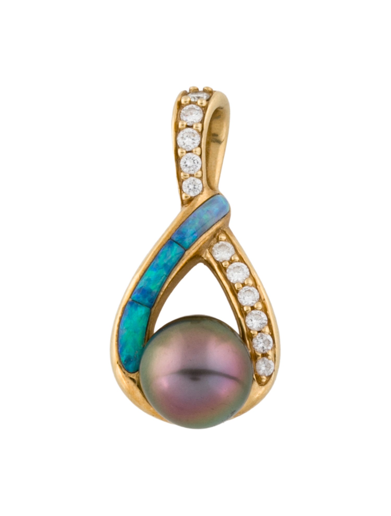 Kabana 18K Pearl, Opal & Diamond Necklace Pendant