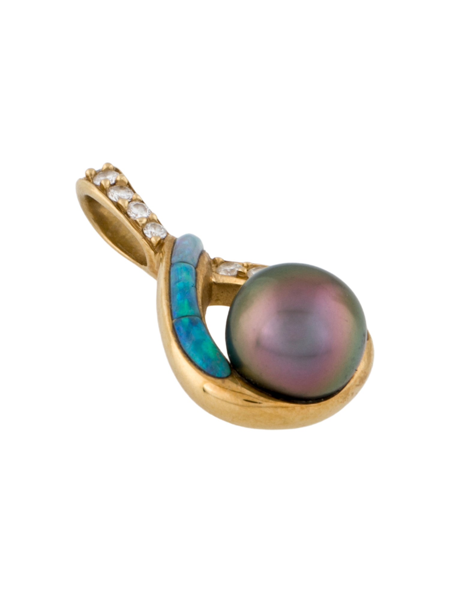 Kabana 18K Pearl, Opal & Diamond Necklace Pendant
