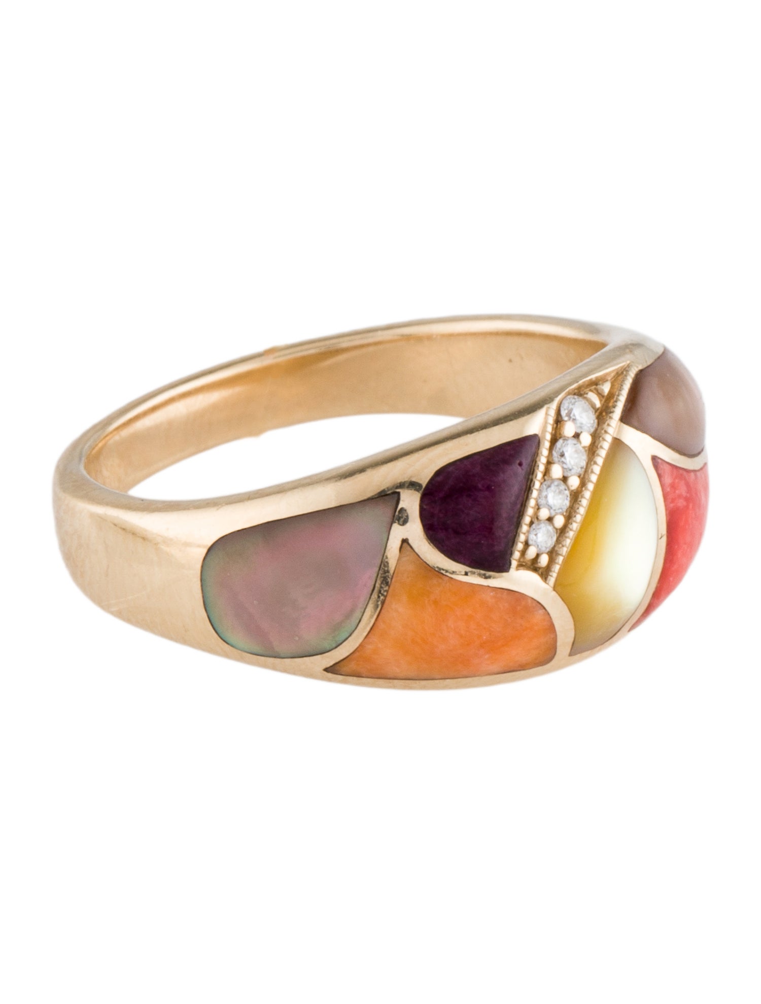 Kabana 14K Mother of Pearl, Shell, & Diamond Band