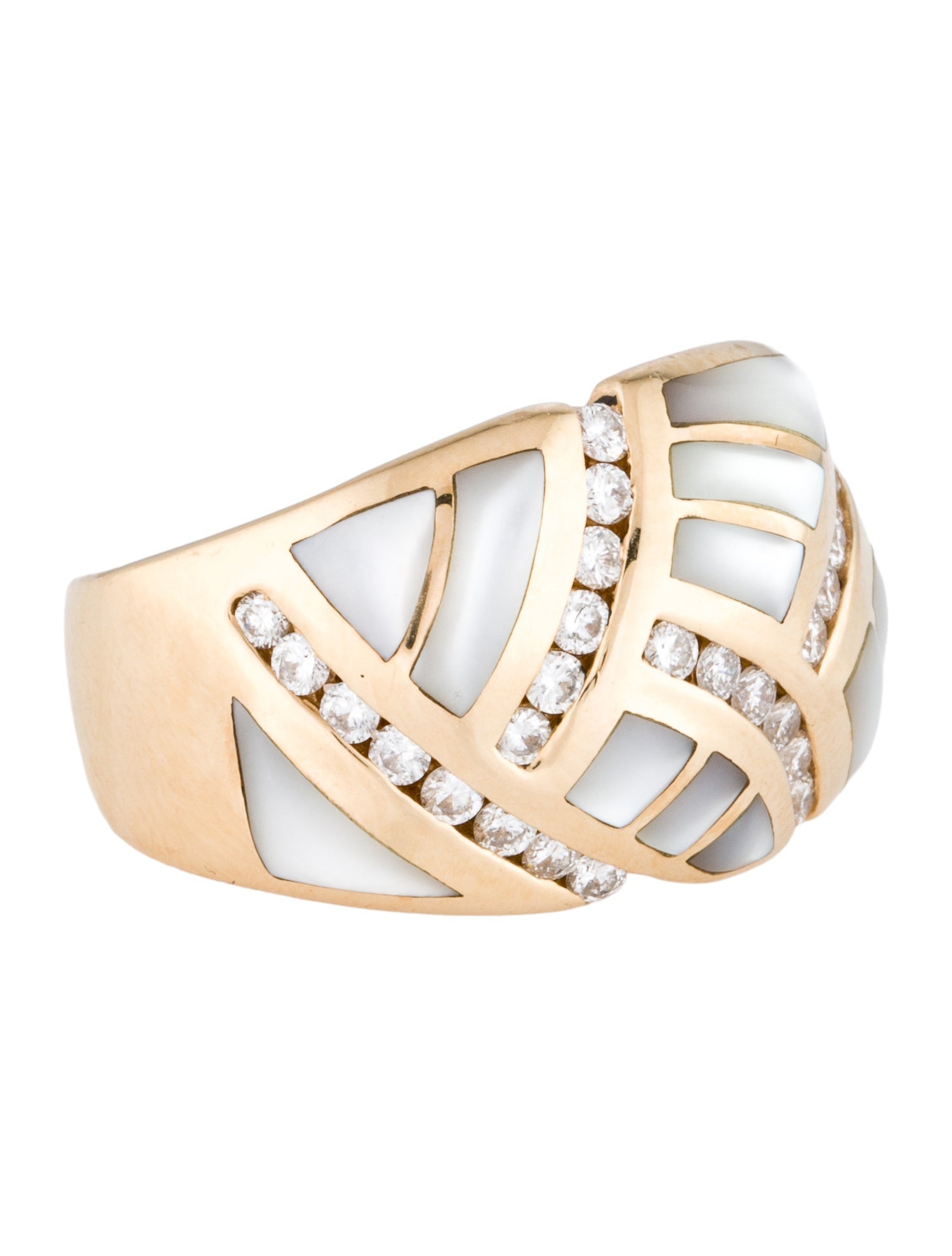 Kabana 14K Mother Of Pearl & Diamond Dome Band