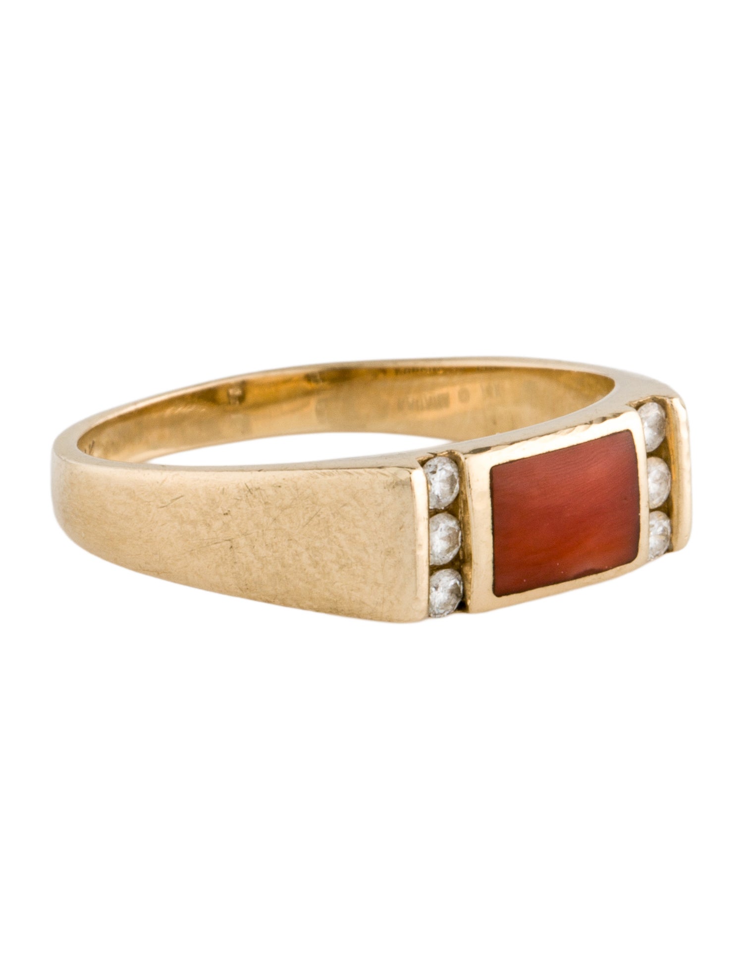 Kabana 14K Coral & Diamond Ring