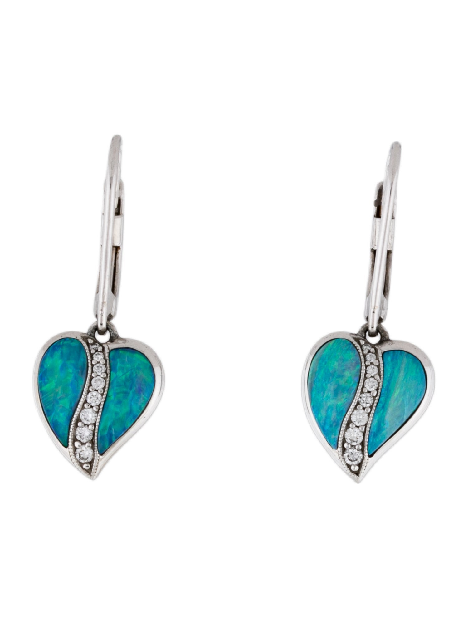 Kabana 14K Opal & Diamond Heart Drop Earrings