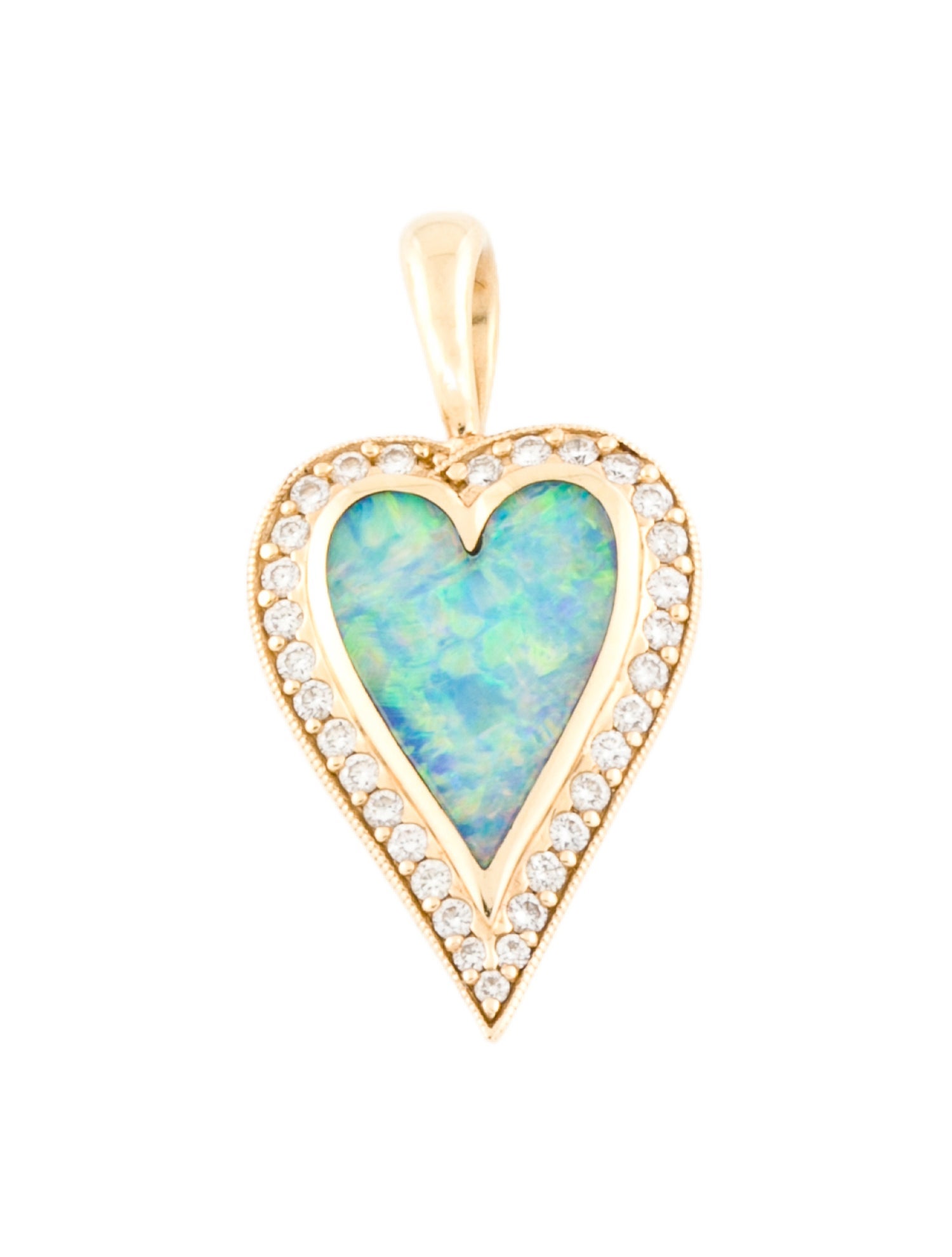 Kabana 14K Opal & Diamond Heart Pendant