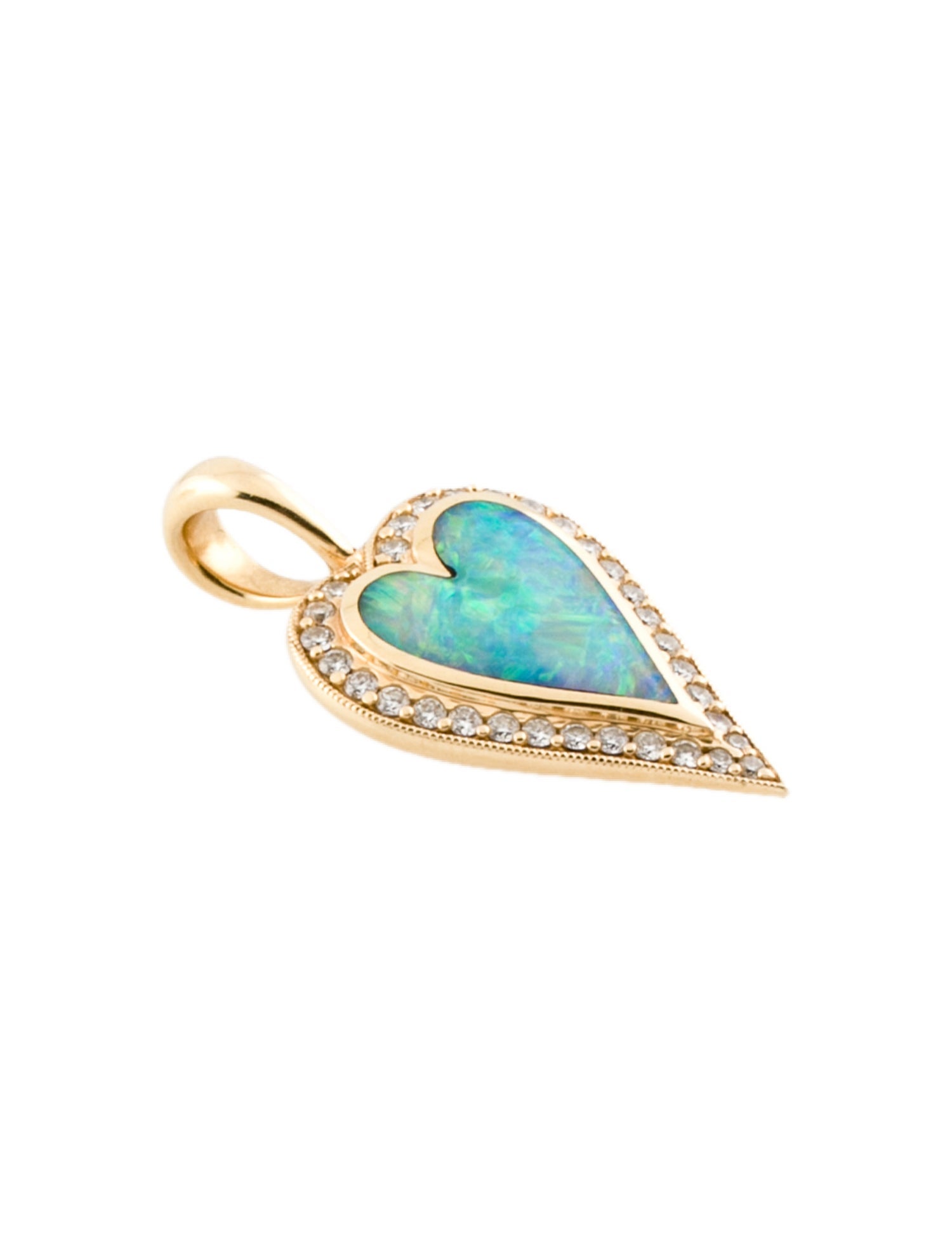 Kabana 14K Opal & Diamond Heart Pendant