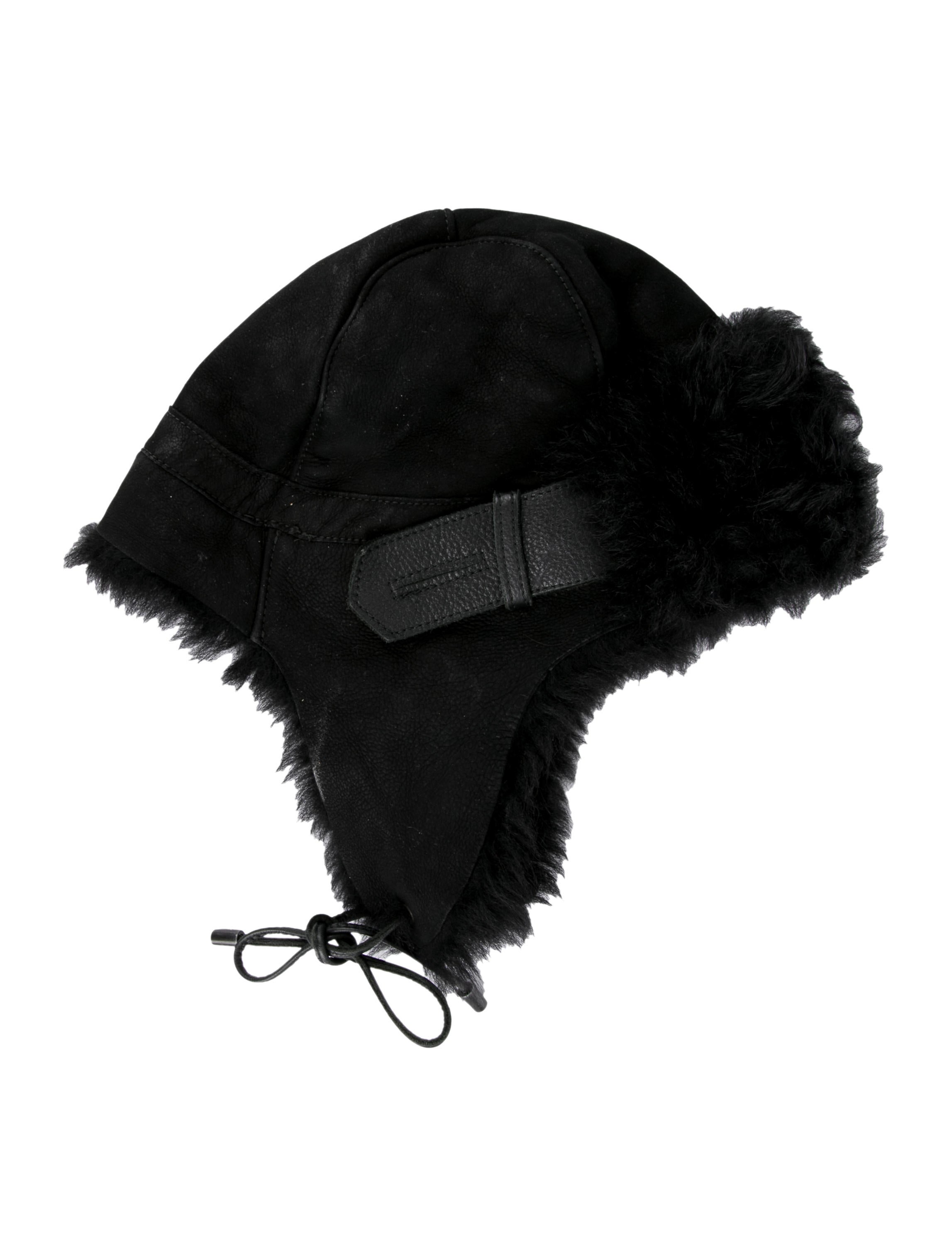 Karl Donoghue Shearling Trapper Hat - Black Hats, Accessories