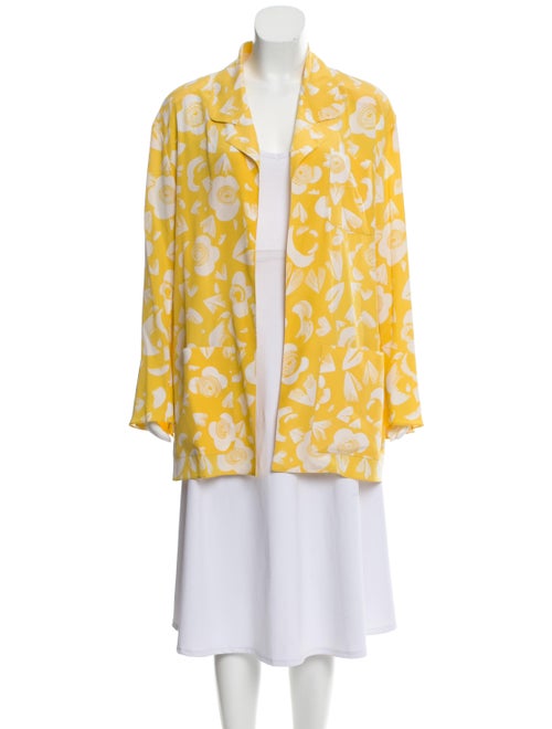 Karl Lagerfeld Silk Floral Jacket Yellow