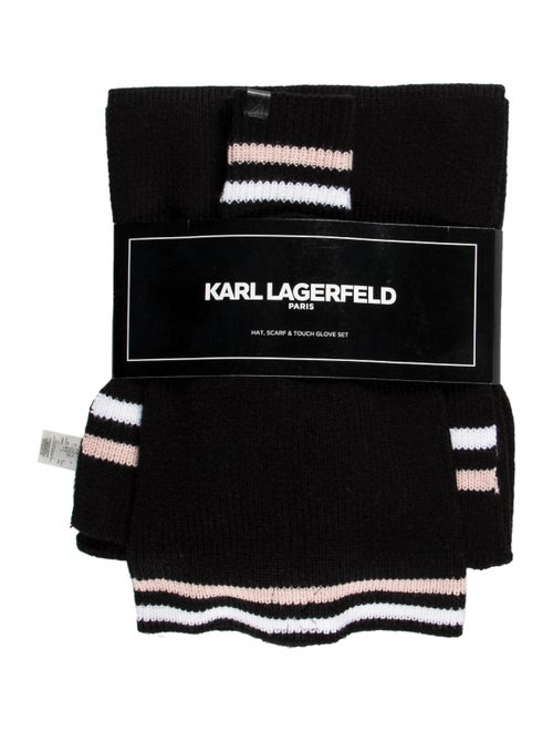Karl Lagerfeld Knit Scarf Set Black