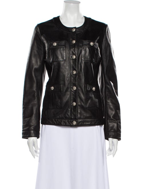 Karl Lagerfeld Leather Biker Jacket Black