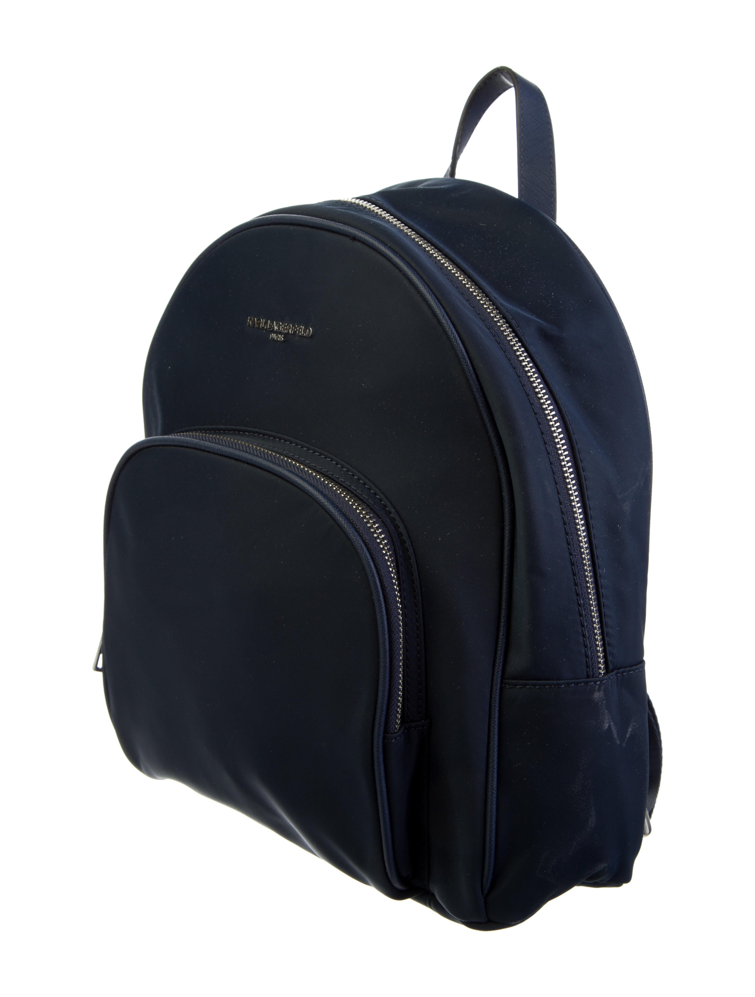 Karl Lagerfeld LeatherTrimmed Nylon Backpack w/ Tags Blue Backpacks