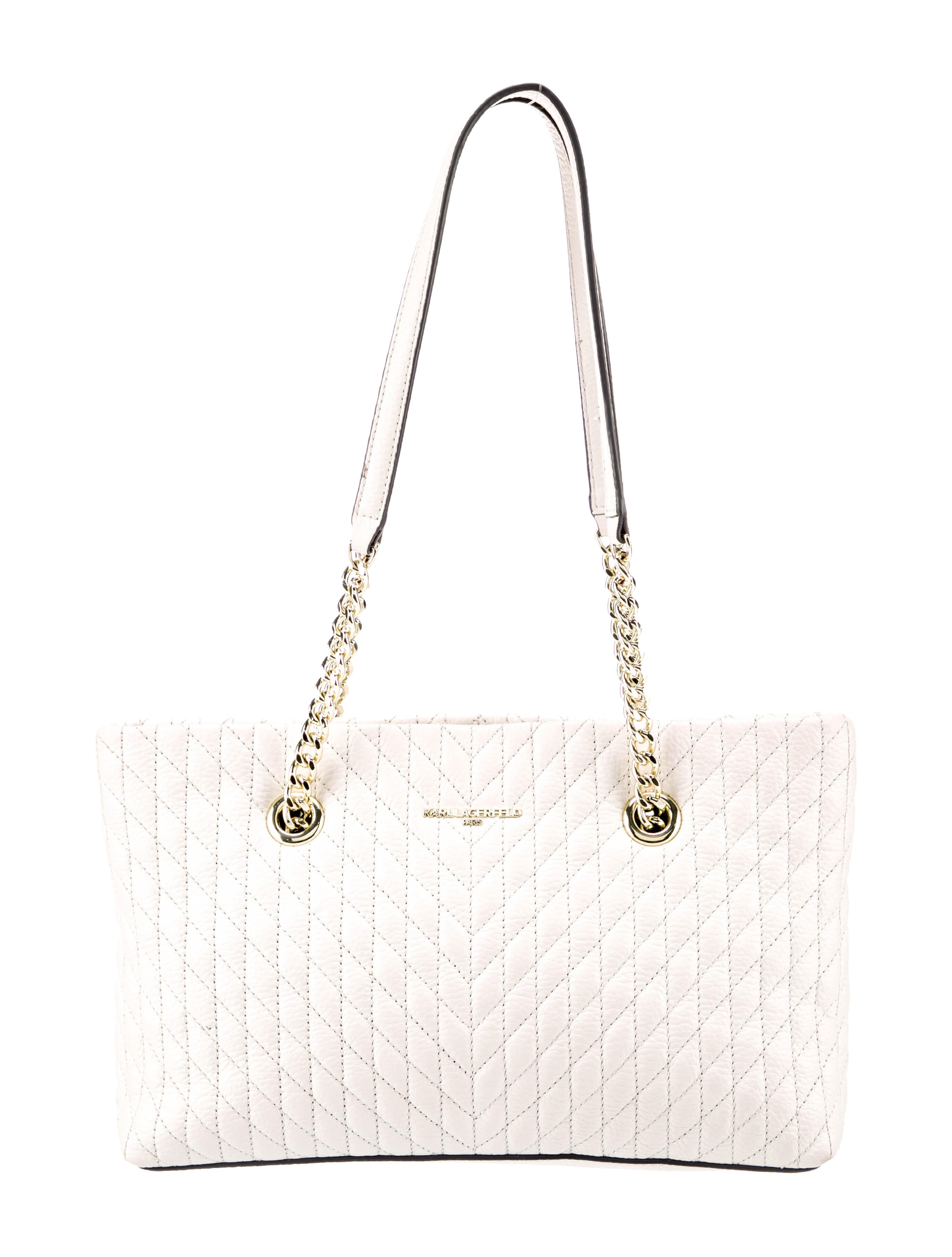 Karl Lagerfeld Leather Shoulder Bag White Shoulder Bags, Handbags