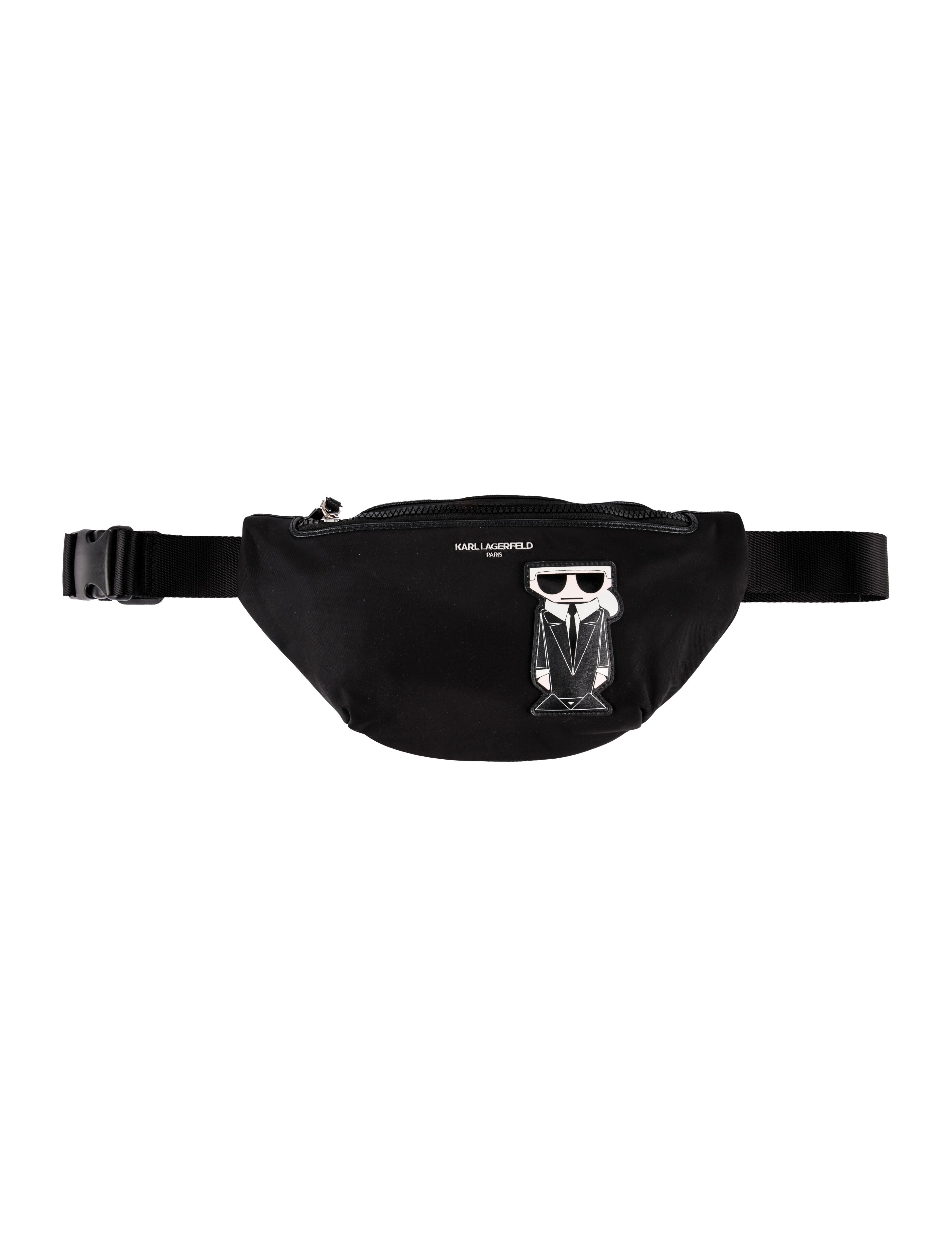 Karl Lagerfeld Nylon Waist Bag Black Waist Bags, Handbags KAL36830