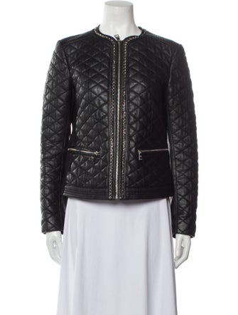Karl Lagerfeld Leather Tweed Pattern Evening Jacket