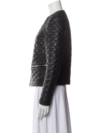 Karl Lagerfeld Leather Tweed Pattern Evening Jacket