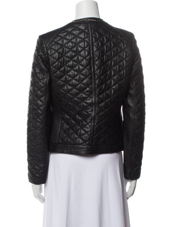 Karl Lagerfeld Leather Tweed Pattern Evening Jacket