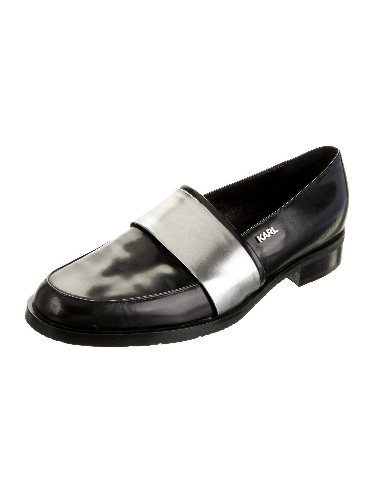 Karl Lagerfeld Leather Colorblock Pattern Dress Loafers