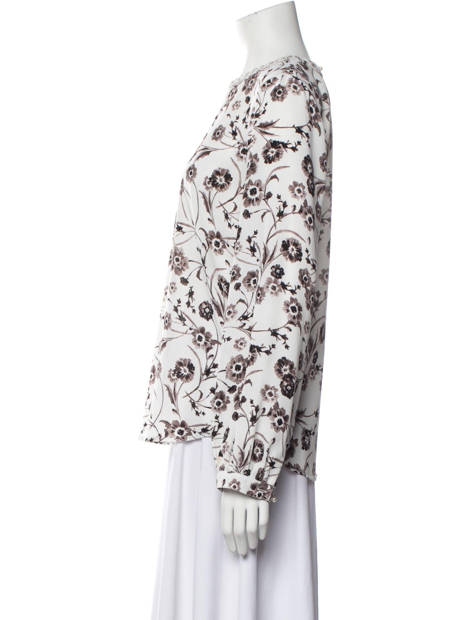 Karl Lagerfeld Floral Print Crew Neck Blouse