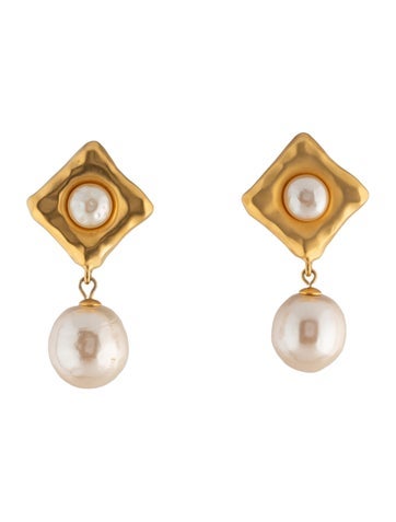 Karl Lagerfeld Clip-On Vintage Faux Pearl Drop Earrings