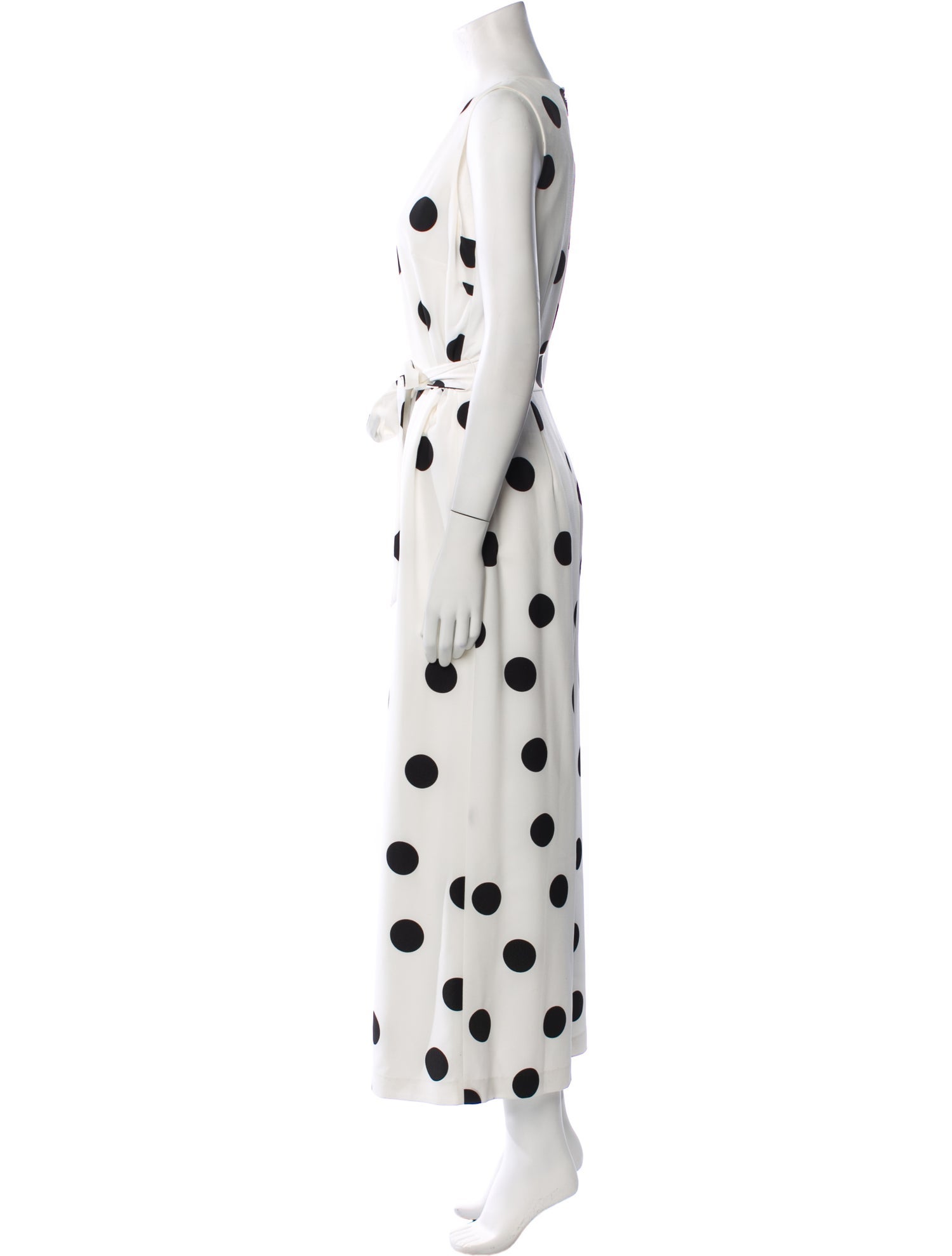 Karl Lagerfeld Polka Dot Print V-Neck Jumpsuit