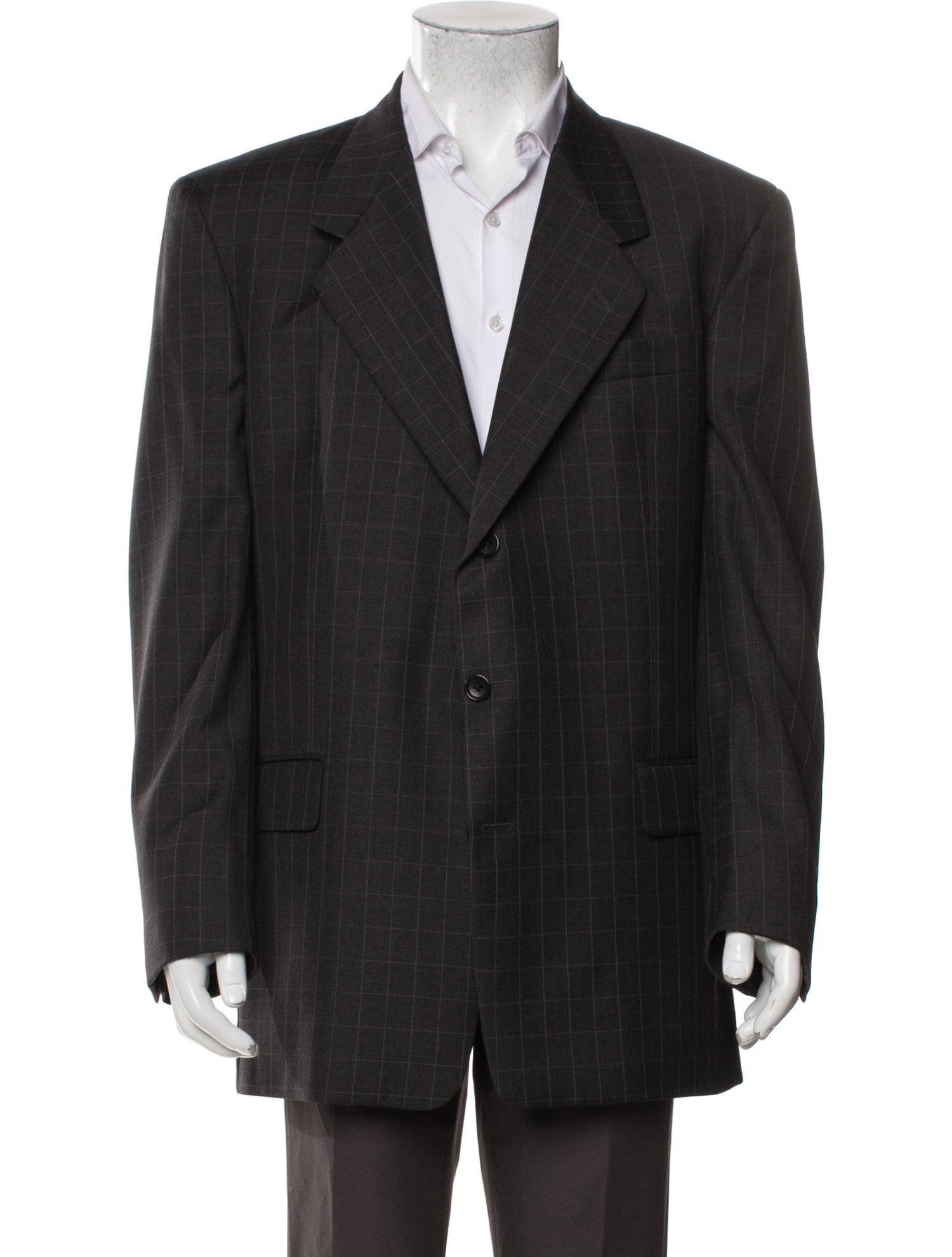 Karl Lagerfeld Wool Plaid Print Blazer