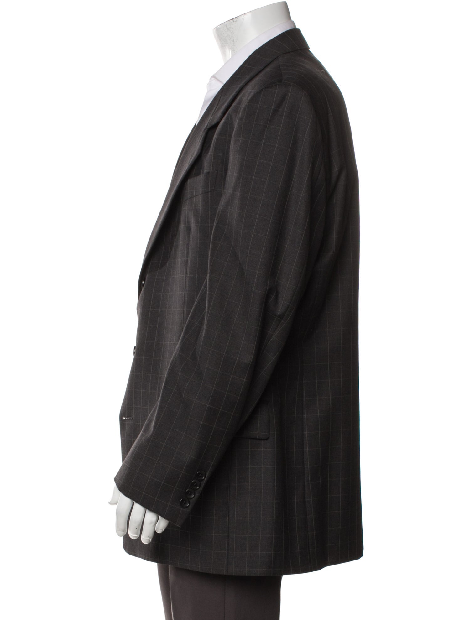 Karl Lagerfeld Wool Plaid Print Blazer